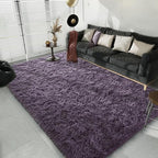 LOCHAS Ultra Soft Indoor Modern Area Rugs Fluffy Living Room Carpets for Children Bedroom Home Decor Nursery Rug 4x5.3 Feet,Grey Purple