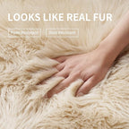 Small Faux Fur Sheepskin Rug 2x4 ft Ultra Soft Chair Sofa Cover Seat Pad, Beige Fluffy Shag Rugs for Bedroom Nursery Kids Room, Luxury Shaggy Rug Fuzzy Plush Floor Carpets