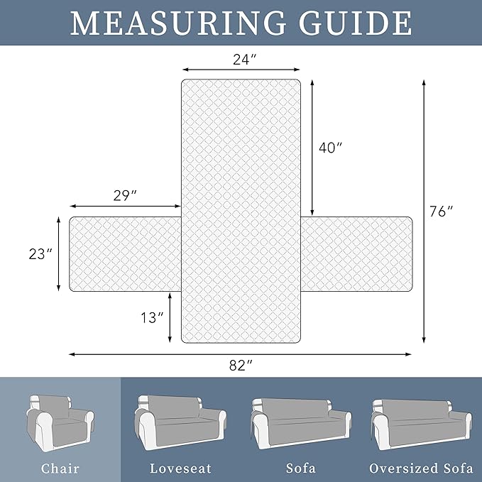 ISSUNTEX Double Protection 100% Waterproof Chair Sofa Covers for Living Room, Couch Covers for Chair Sofa, Reversible Furniture Protector Sofa Cover for Dogs, Pets, Kids (Chair, Ivory/Ivory)