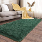 Ailyei Soft Runner Rugs for Bedroom Hallways, 2x6 Green Fluffy Shag Throw Area Rug Non Slip for Bedside Dorm, Long Shaggy Furry Carpet for Nursery Living Room