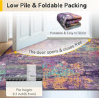 RELEANY Washable 5'x7' Abstract Area Rug for Living Room Purple Multi