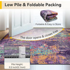 RELEANY Washable 2'x3' Abstract Area Rug for Living Room Purple Multi