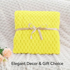 BEDELITE Fleece Throw Blanket for Couch & Bed - 3D Jacquard Decorative Amber Yellow Blanket, Super Soft and Cozy Warm Fuzzy Blanket All Seasons Suitable, 60x80Inches