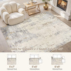 UERMEI 5x7 Area Rug Living Room Rugs - Washable Neutral Modern Abstract Soft Thin Rug Indoor Floor No Slip Rug Carpet for Bedroom Under Dining Table Home Office Decor - Light Brown/Gray