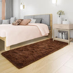 Tepook Soft Runner Rugs for Bedroom 2x6 ft with Rubber Backing, Brown Fluffy Rugs for Living Room, Shag Bedside Rug Fuzzy Plush Carpet for Room, Area Rug for Dorm Nursery Hallway Indoor Home Decor