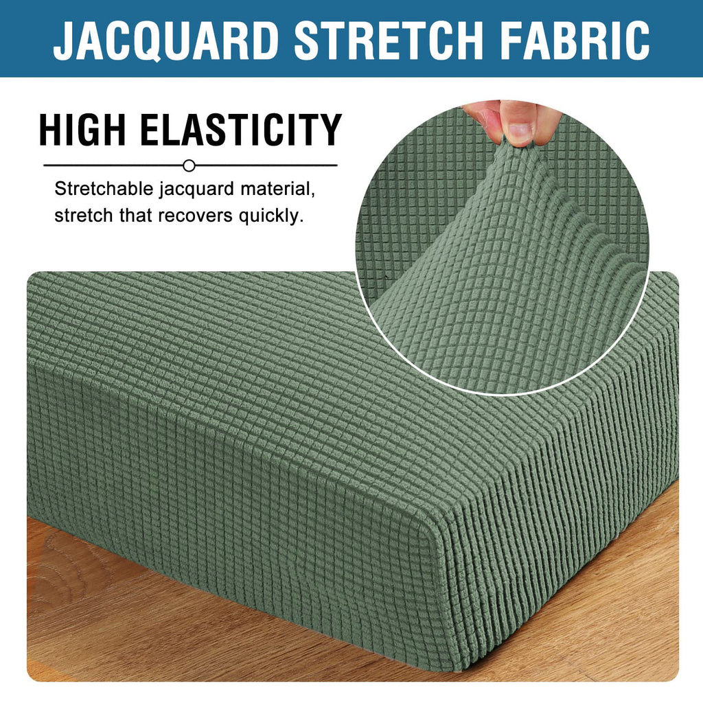 H.VERSAILTEX Super Stretch Individual Seat Sofa Covers Couch Cushion Covers Slipcover Sets Thick Jacquard Textured Twill Fabric (3 Piece, Loden Frost)