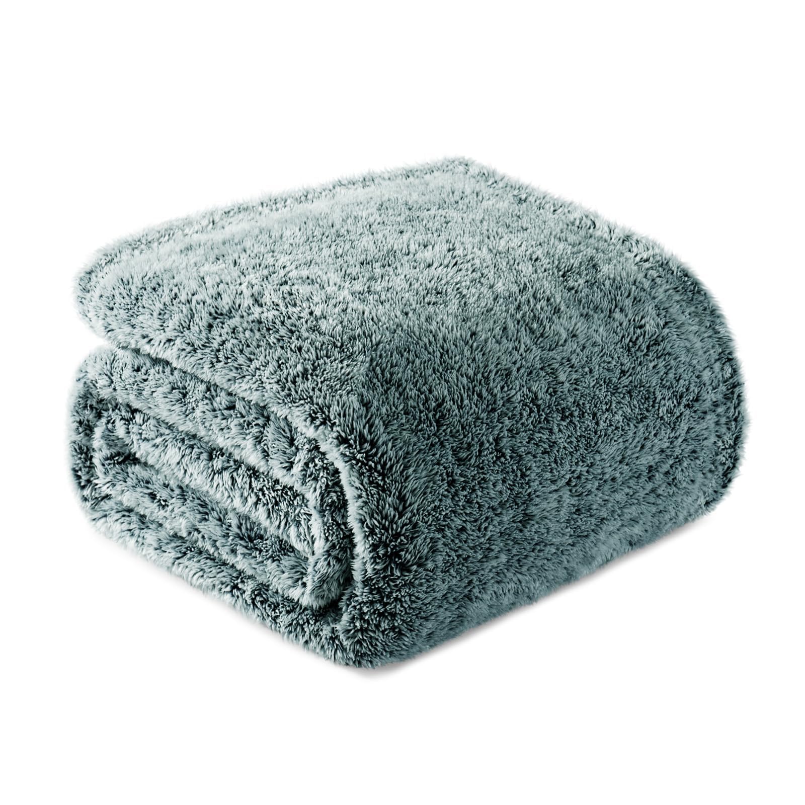 Exclusivo Mezcla Fuzzy Large Fleece Throw Blanket for Couch, Mixed Green