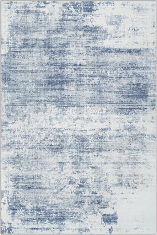 10x14 Area Rugs for Living Room: Washable Abstract Blue White Carpet