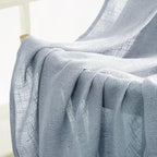MIULEE Chambray Blue Linen Curtains 54 Inch Length 2 Panels for Bedroom Living Room, Soft Linen Textured Window Drapes Semi Sheer Light Filtering Back Tab Rod Pocket Farmhouse Modern Burlap Look Decor