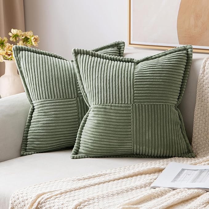 MIULEE Decorative Euro Sham Throw Pillow Covers 24x24 Light Olive Green