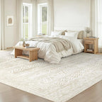 Living Room Rugs 8x10: Washable Moroccan Geometric Boho Rug Farmhouse Non Slip Stain Resistant Large Rug Low Pile Soft Carpet for Bedroom Dining Room Kids Room (Ivory Beige,8'x10')