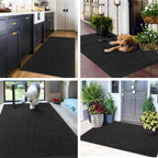 Mibao Super Absorbent Front Door Mat, 48" x 24", Non-Slip Washable Indoor Doormats, Low Profile Entryway Rug Outdoor, Dirt Resistant Welcome Mats for Front and Back Door Entrance, Pure Black