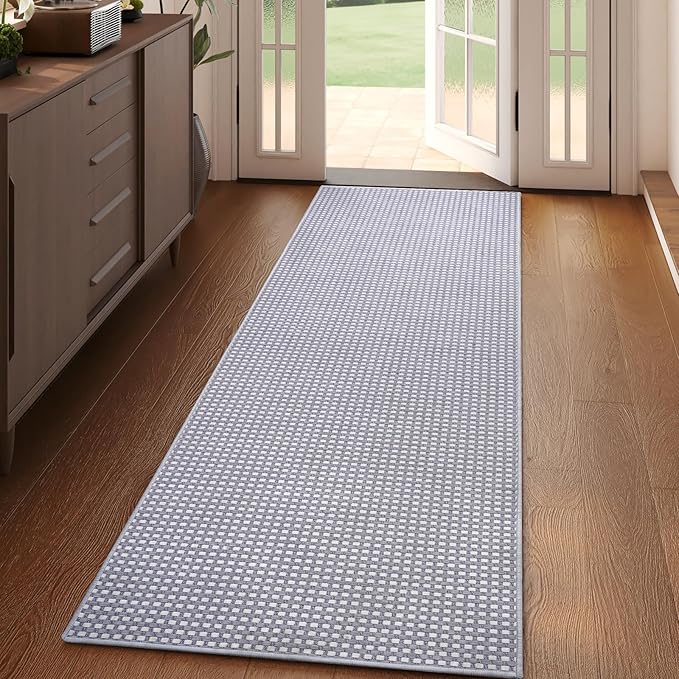 YDKGL Hallway Runner Rug Woven Washable Long Kitchen Runner Gray 2x5 ft