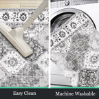 HEBE Washable Area Rug - 2'x3' Non Slip Soft Distressed Medallion Bedroom Boho Living Room Accent Throw Vintage Entry Floor Carpet for Dining Room Bathroom Entryway