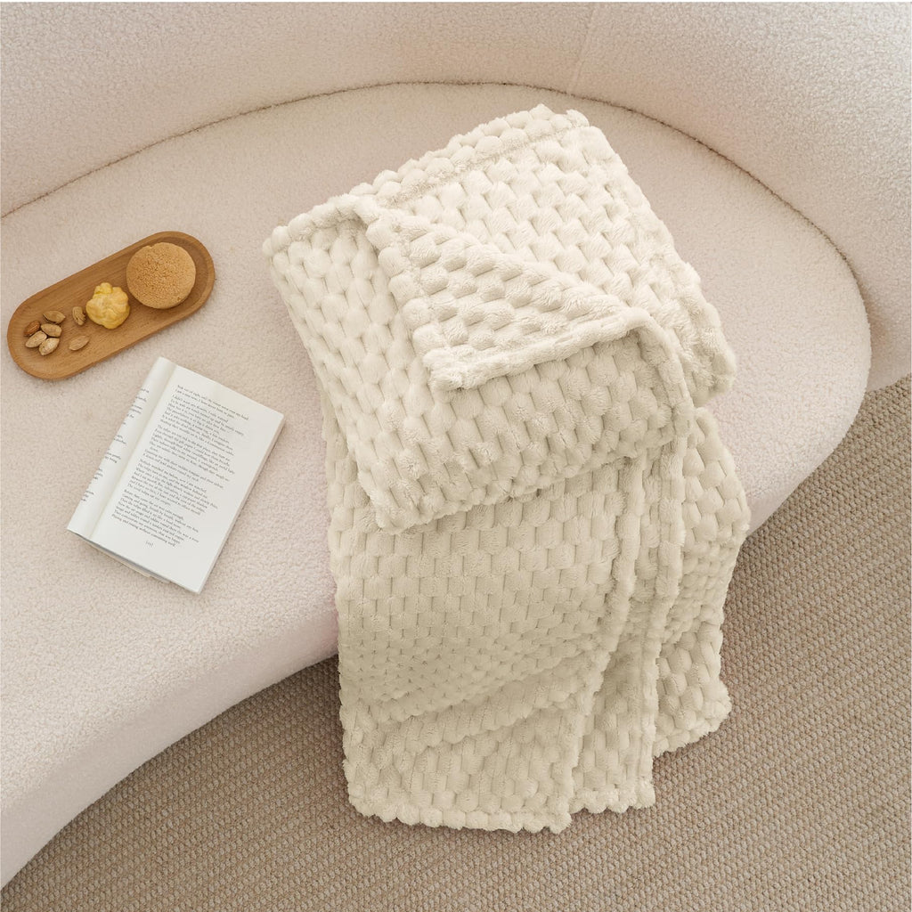 BEDELITE Cream Throw Blanket for Couch, Soft Cozy Gifts for Women, 50 * 60