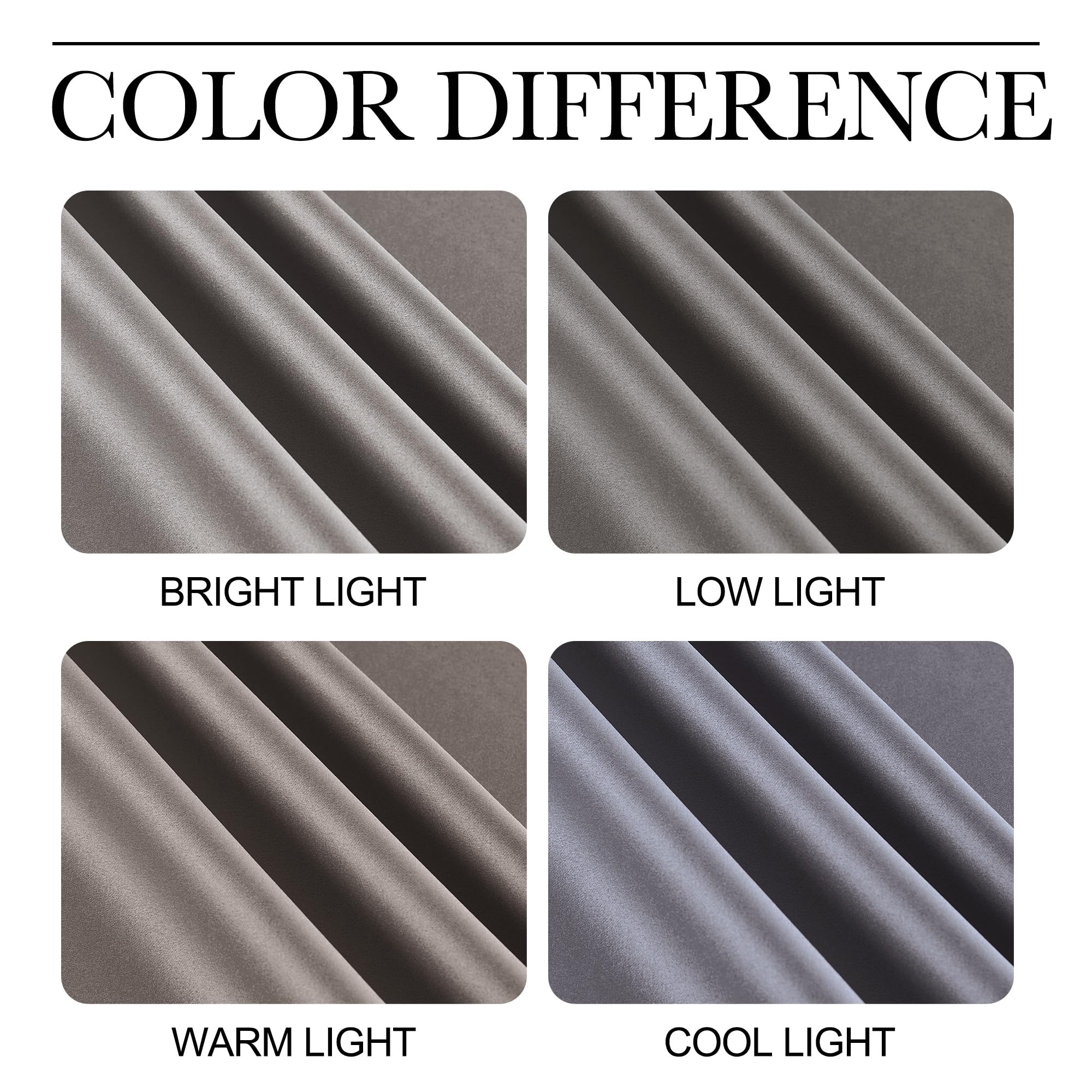 NICETOWN Room Darkening Cafe Satin Curtains for Small Windows, 42" Wide by 63" Long, 2 Panels, Chrome Gray, Rod Pocket Privacy Blackout Drapes for Play Room