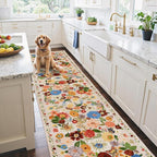 Rug for Hallways Kitchen Rug 2'6" x 14', Non Slip Washable Rugs with Rubber Backing Soft Floral Carpet Runner for Hallways, Kitchen, Laundry, Bedroom, Bathroom(2.6 x 14, Beige Garden)