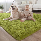 LOCHAS Ultra Soft Indoor Modern Area Rugs Fluffy Living Room Carpets for Children Bedroom Home Decor Nursery Rug 6x9 Feet, Green
