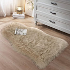 Small Faux Fur Sheepskin Rug 2x4 ft Ultra Soft Chair Sofa Cover Seat Pad, Beige Fluffy Shag Rugs for Bedroom Nursery Kids Room, Luxury Shaggy Rug Fuzzy Plush Floor Carpets