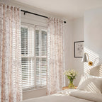 jinchan Floral Linen Curtains for Living Room 84 Inch Length Brown Flower Curtain Rod Pocket Back Tab Farmhouse Curtains with Printed Floral Bedroom Window Curtain Set, 2 Panels Brown
