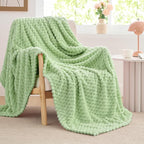 BEDELITE Fleece Throw Blanket for Couch & Bed - 3D Jacquard Decorative Light Green Blanket, Super Soft and Cozy Warm Fuzzy Blanket All Seasons Suitable, 50x60Inches