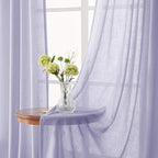 Lavender Semi Sheer Linen Curtains 96 Inches Long 2 Panels Set for Living Room Back Tab Light Filtering Long Drapes Modern Farmhouse Light Violet Purple Bedroom Decor 52ﾗ96
