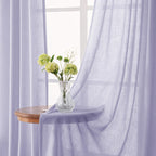 Jolilight Lavender Semi Sheer Linen Purple Curtains 120 Inches Extra Long Ceiling to Floor for Purple Room Decor Back Tab Light Filtering Window Treatment Panels Drapes Luxury Elegant Sheer Violet