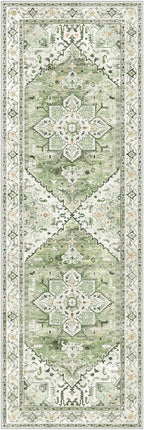 Yamaziot Washable Runner Rug, 2x6 Non-Slip Boho Vintage Hallway Rug Runner with Rubber Backing, Stain Resistant & Low Pile Faux Wool Distressed Carpet Runner for Kitchen, Laundry, Entrance