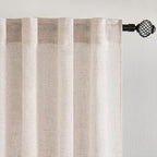 MIULEE Natural Linen White Kitchen Curtain 30 Inch Long 2 Panels Farmhouse