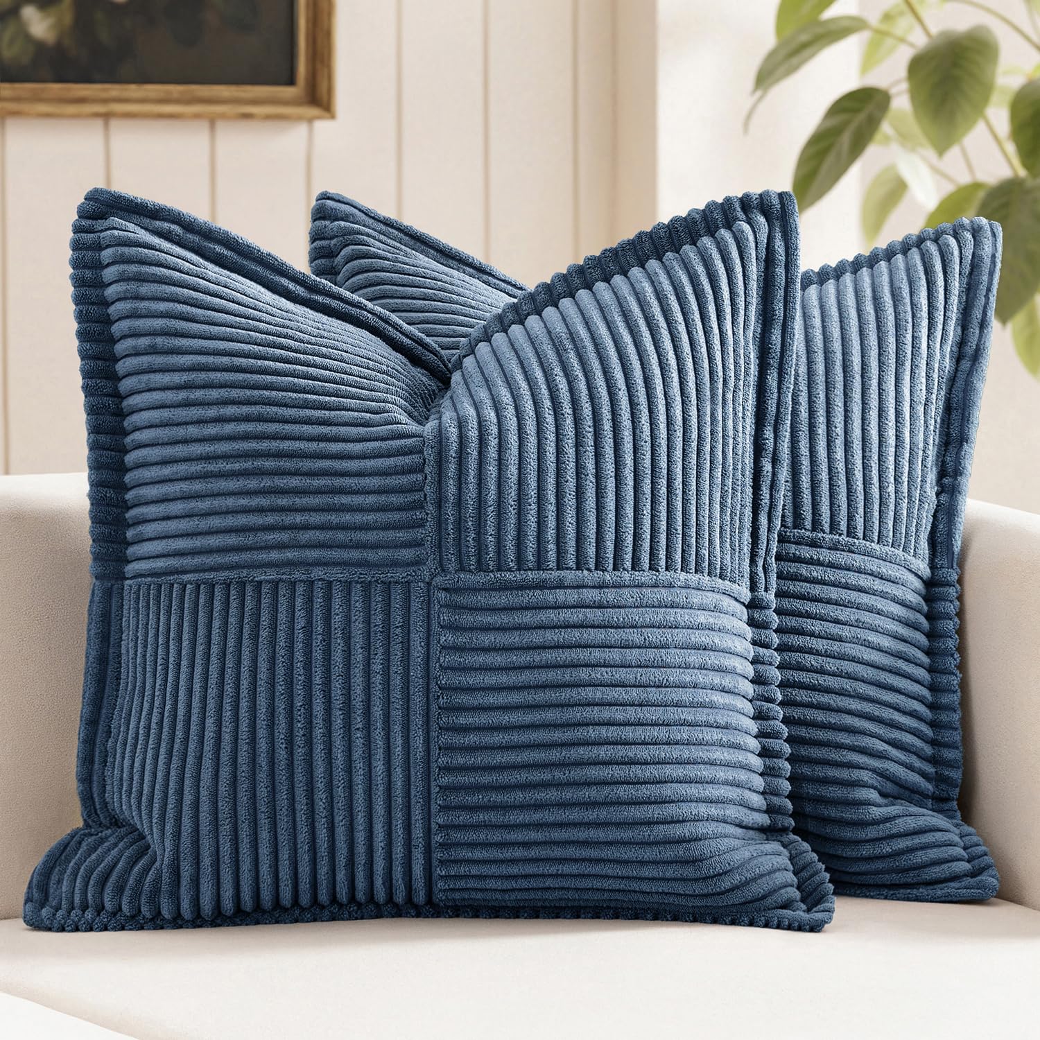 MIULEE Decorative Throw Pillow Covers for Couch 12x12 Inch Blue 2 Pack