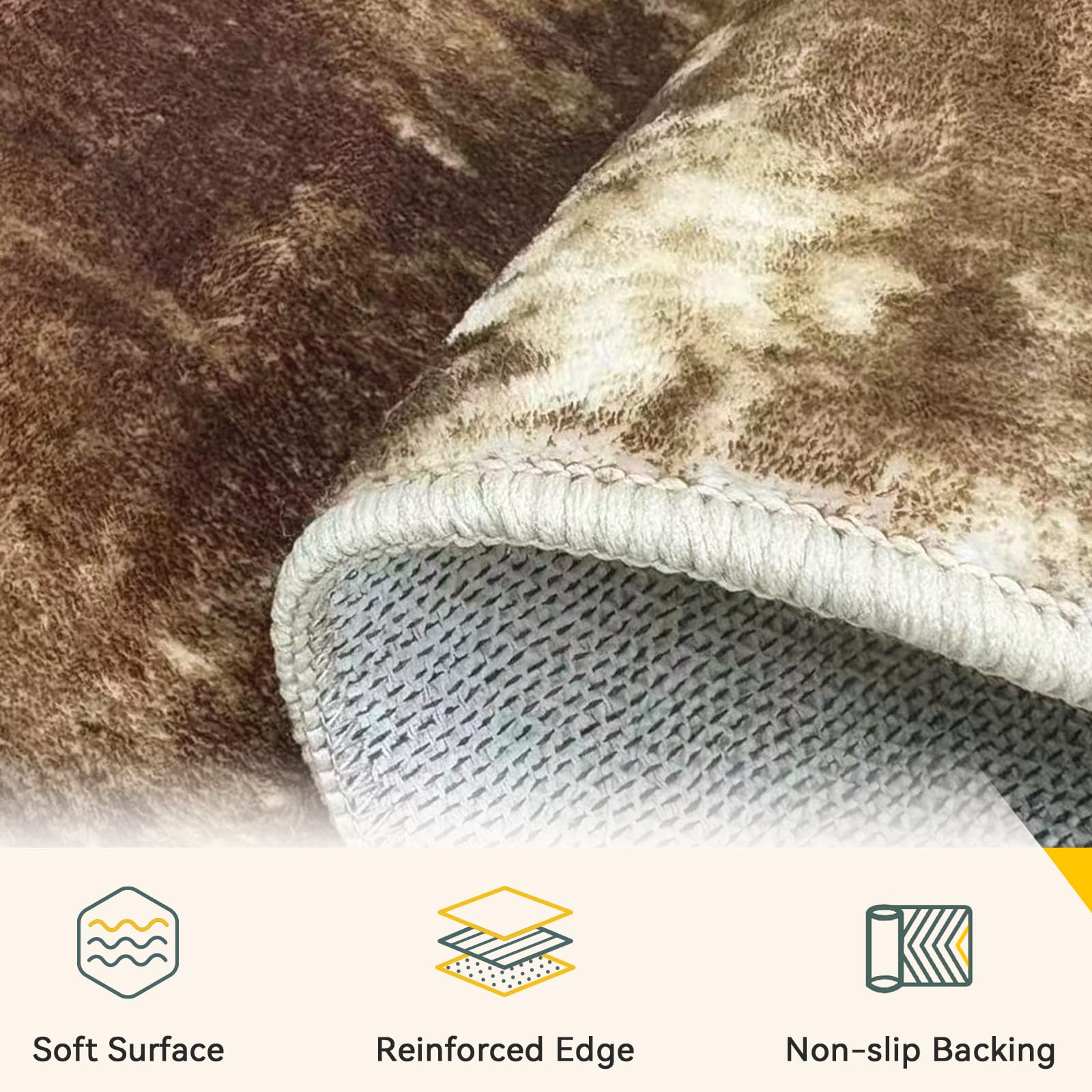 RELEANY Washable Runner 2'x8' Abstract Area Rug for Hallway Brown Tan