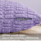 Pack of 2 Corduroy Decorative Throw Pillow Covers 18x18 Inch Soft Striped Pillow Covers Modern Farmhouse Home Decor for Sofa Living Room Couch Bed（Purple）