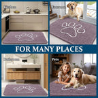 OLANLY Dog Door Mat for Muddy Paws 36x24, Paw Print Design, Absorbs Moisture and Dirt, Absorbent Non-Slip Washable Doormat, Quick Dry Chenille Mud Mat, Entry Indoor Entryway Carpet, Deep Plum