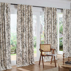 jinchan Black Floral Linen Blackout Curtains 72 Inch Back Tab 2 Panels
