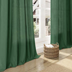 Green Semi Sheer Curtains 120 Inches Long 2 Panels Set Back Tab Loop Pocket Linen Blend Boho Large Window Curtain Extra Long Light Filtering Drapes High Ceiling Curtains for Living Room 52x120