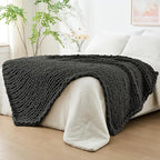 Bigacogo Chunky Knit Throw Blanket for Couch, 80x90 inches, Dark Grey