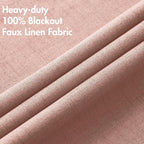 MIULEE Linen Curtains for Bedroom 100% Blackout Thermal Insulated Blush Pink Grommet Room Darkening Curtains & Drapes for Living Room Nursery 52 x 45 Inch (2 Panels)