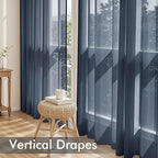 MIULEE Navy Blue Sheer Curtains 63 Inches Long, 4 Panels Set, Light Filtering Rod Pocket Voile Drapes Window Treatments, Semi Transparent Airy Fabric for Bedroom and Living Room, 54 x 63 Inches
