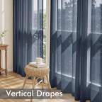 MIULEE Navy Blue Sheer Curtains 96 Inches Long 4 Panels 42 x 96 Inches