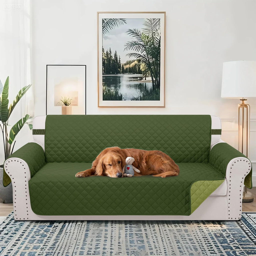Luxshare Home Reversible Couch Cover for 3 Cushion, Sofa, Huntergreen/Sage
