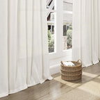 Cream Linen Curtains Back Tab Sheer Curtains 90 Inches Long for Living Room 2 Panels Rod Pocket Neutral Semi Sheer Light Filtering Pleated Curtain Drapes Ivory Farmhouse Dining Room Curtain 40x90
