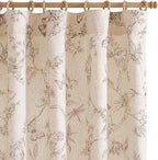 jinchan Floral Curtains Lined Linen Blend Curtain for Living Room 84 Inch Length Taupe Farmhouse Flower Patterned Curtain French Country Curtains Drapes Back Tab Rod Pocket 2 Panels