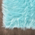 Latepis Light Blue Shaggy Rugs for Bedroom 3x4 Faux Sheepskin Rug Teal Fur Rug for Living Room Fluffy Bedside Plush Boho Rugs Luxury Home Decor