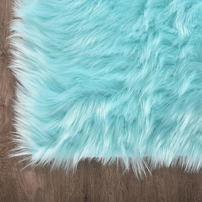 Latepis Large Faux Fur Rug Light Blue Round Rug s6.7ft Circle Fuzzy Plush Rugs for Bedroom Soft Fluffy Rug for Living Room Luxury Home Decor