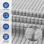 KEKUOU Stretch Single Sofa Slipcover 1 Piece Couch Sofa Cover (31"-55") Furniture Protector 1 Seater Sofa with Elastic Bottom for Kids,Pet.Jacquard Small Checked Pattern Fabric(Small,Silver)