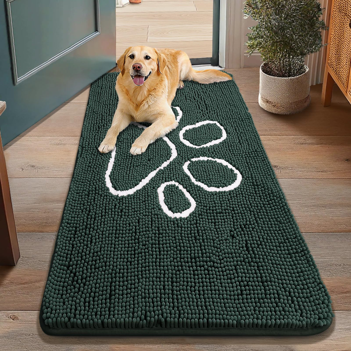 Smiry Dog Door Mat for Muddy Paws, Absorbent Non Slip Dirt Trapper, 48x30