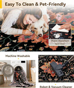 RELEANY Washable Area Rug, Square 10'x10', Black/Colorful