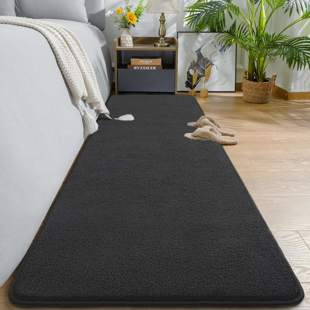 AROGAN 2x8 Runner Rug for Hallway, Long Runner Rugs Non Slip, Black