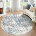 XLUEZ Round Rug 4ft for Bedroom, Washable Modern Abstract Circle Rug Neutral Soft Non Slip Kids Rug Stain Resistant Indoor Carpet for Living Room Nursery Playroom Dorm Girls Boys Room(Blue, 4' Round)