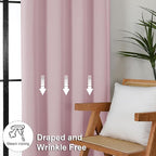 Simplebrand Ava Blush Short Blackout Curtains for Bedroom 54 Inches Long 2 Panels Set, Solid Thermal Insulated, Energy Saving Window Treatment Curtains Blackout Drapes, W40 x L54 Inch, Blush